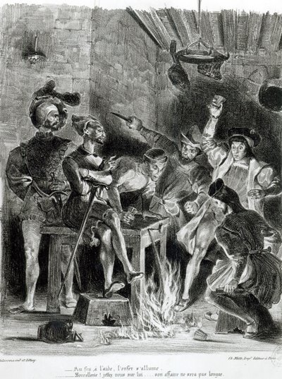 Mephistopheles und die Trinkgefährten, aus Goethes Faust, 1828 (Illustration) von Ferdinand Victor Eugene Delacroix